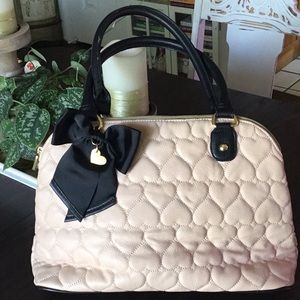 Betsy Johnson Pink & Black With Bow Shoulder Bag